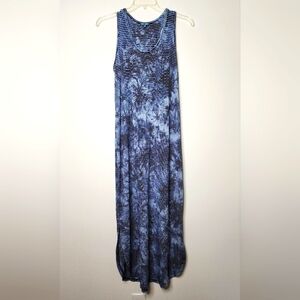 Flour Bleue maxi medium blue tie dye striped dress